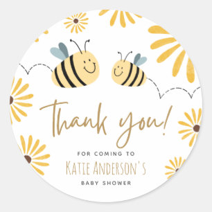 Yellow Bee and Sunflower Baby Shower Thank You Classic Round Sticker