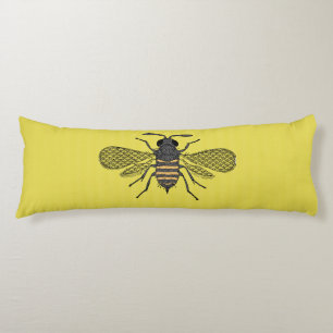 Yellow BEE Decor Vintage Honeybee Graphic Polkadot Body Cushion