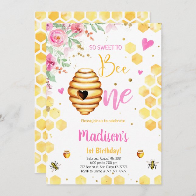 Yellow Bee Invitation (Front/Back)