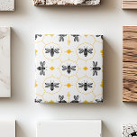 Yellow Bee Summer Kitchen Backsplash Ceramic Tile<br><div class="desc">This design features a bees and honeycomb with simple shapes and black outlines on a white background. Yellow accents add a touch of colour to the symmetrical,  minimalistic design. The ink drawing of bees incorporates geometric elements and Art Deco inspiration without shading.</div>