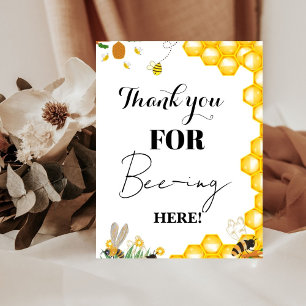 Yellow Bee Thank you Baby shower gift & Card Pedestal Sign