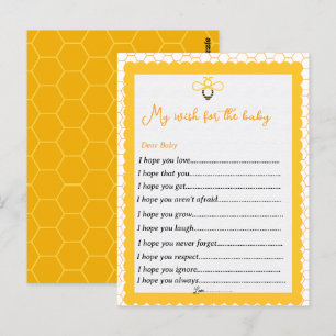 Yellow bee themes gender reveal party games wishes postcard