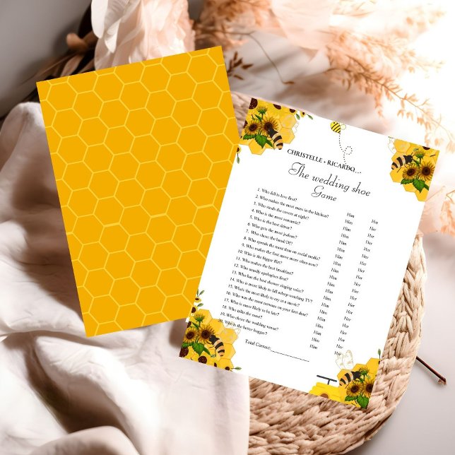 Yellow Bee Wedding shoe game party game Card (Creator Uploaded)