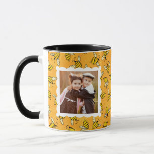 Yellow Bees with Photo Mom Quote Mug