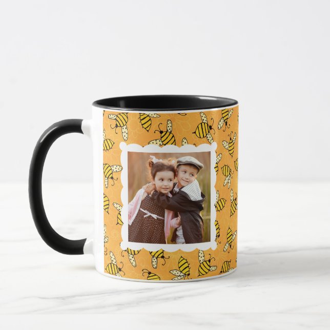 Yellow Bees with Photo Mom Quote Mug (Left)