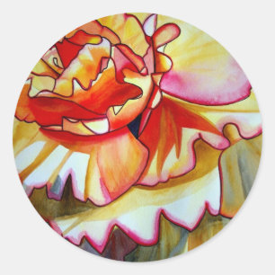 Yellow Begonia flower watercolour original art Classic Round Sticker