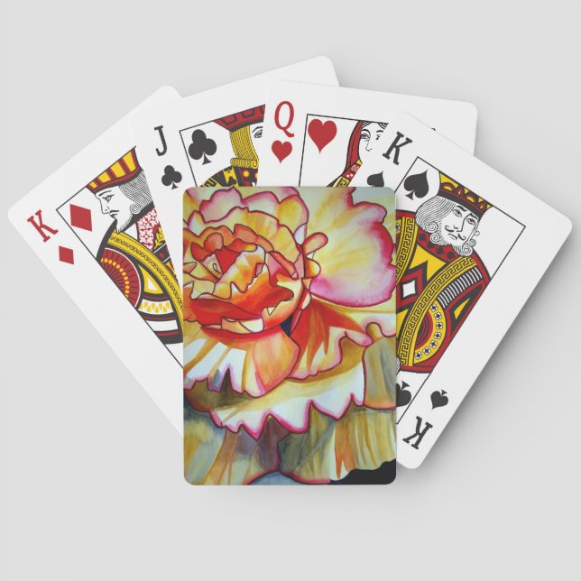 Yellow Begonia flower watercolour original art Playing Cards (Back)