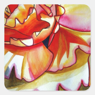 Yellow Begonia flower watercolour original art Square Sticker