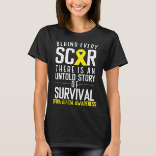 Yellow Behind Every Scar Spina Bifida Awareness T-Shirt