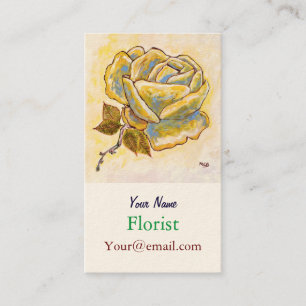 Yellow Beige Rose Flower for Florist Artists Business Card