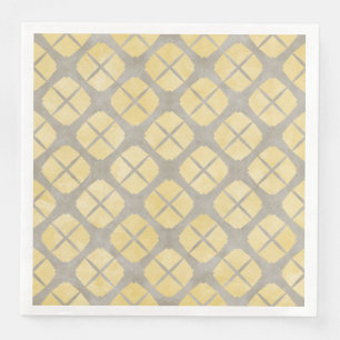 Yellow Beige, Taupe Mid Century Modern Pattern Napkin