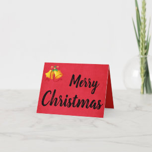 Yellow Bell on Red Christmas Card