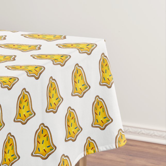 Yellow Bell Sprinkles Cookie Holiday Christmas Tablecloth (In Situ)