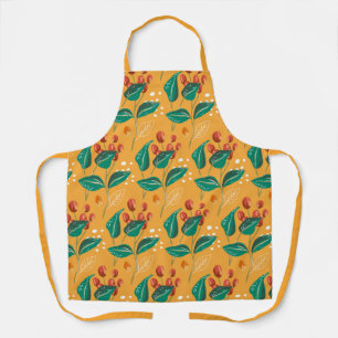 Yellow berry leaves. Botanical floral fall pattern Apron