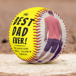 Yellow Best Dad Ever 2 Photo Collage  Softball<br><div class="desc">Yellow Best Dad Ever 2 Photo Collage Softball. The best dad ever 2 photo template softball. Personalise it with 2 favourite photos and your names. You can change any text on the softball or erase it. This modern custom and personalised softball is a perfect gift for a dad or grandfather...</div>