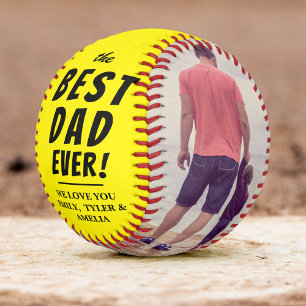 Yellow Best Dad Ever 2 Photo Collage Softball