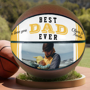 Yellow Best Dad Ever Father Keepsake 2 Photo Basketball