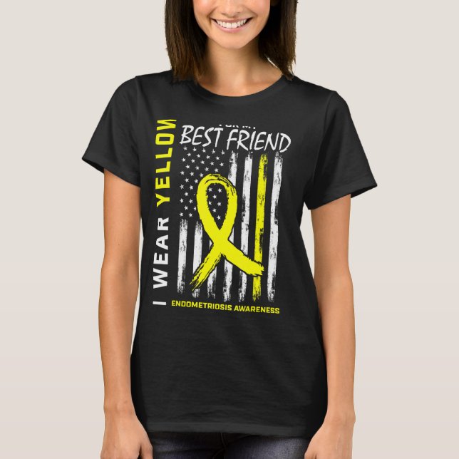 Yellow Best Friend Endometriosis Awareness America T-Shirt (Front)