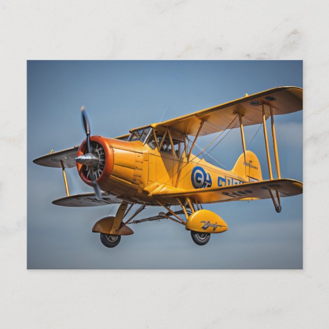 Yellow Bi-Plane Postcard (Front)