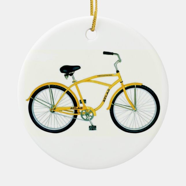 YELLOW BICYCLE CHRISTMAS ORNAMENT (Front)