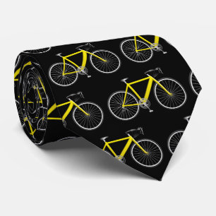 Yellow bicycle on black tie