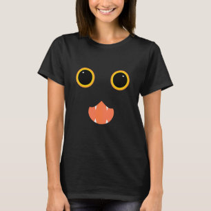 Yellow big eyes cute cat face Halloween T-Shirt