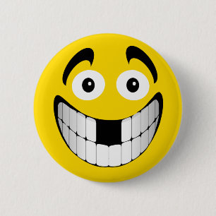 Yellow Big Grin with Missing Teeth 6 Cm Round Badge