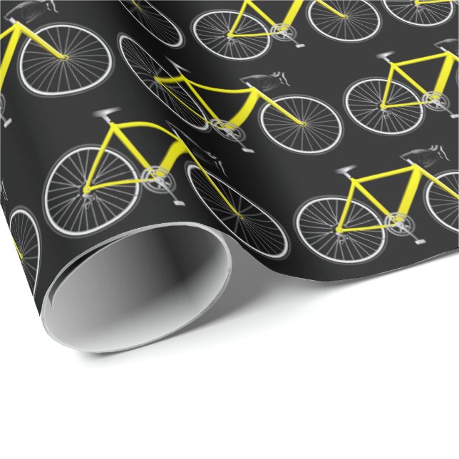 Yellow Bike On Black Wrapping Paper (Roll Corner)