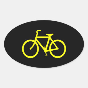 Yellow Bike Oval Sticker