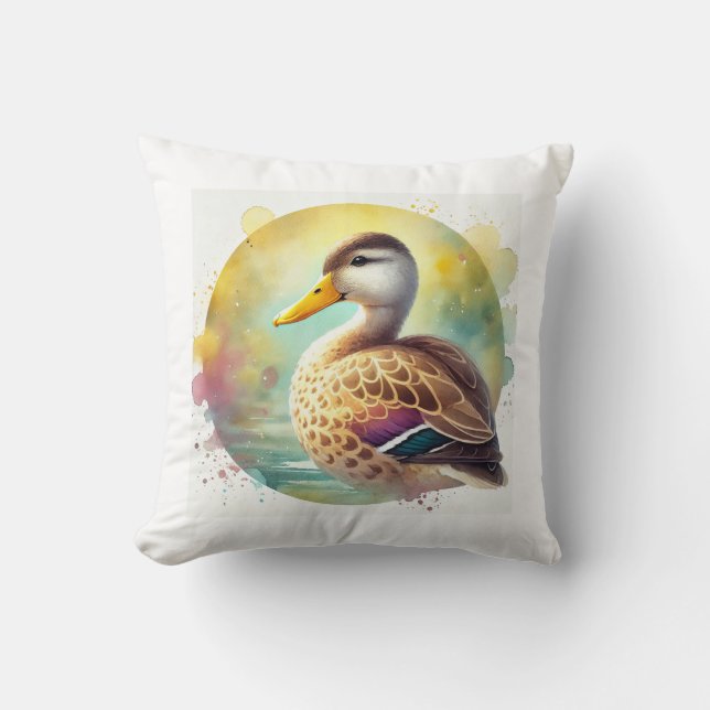 Yellow Billed Duck 180724AREF102 - Watercolor Cushion (Front)