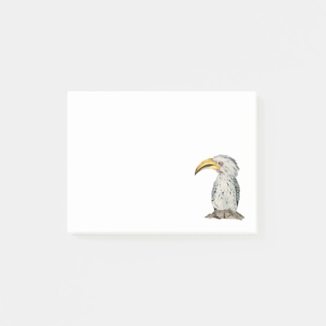 Yellow-Billed Hornbill Watercolor Painting Post-it Notes (Front)
