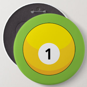 Yellow Billiard Ball Number One 6 Cm Round Badge