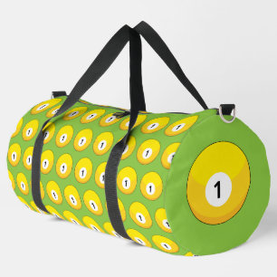 Yellow Billiard Ball Number One Pattern Duffle Bag