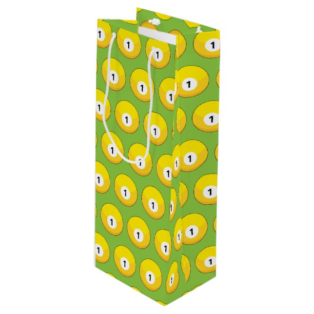 Yellow Billiard Ball Number One Pattern Wine Gift Bag (Front Angled)
