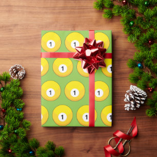 Yellow Billiard Ball Number One Pattern Wrapping Paper
