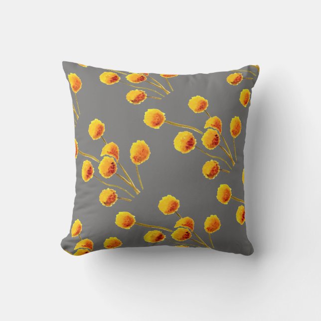 Yellow Billy Button native Australian flower Cushion (Front)