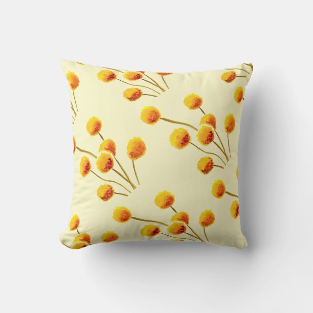Yellow Billy Button native Australian flower Cushion (Front)
