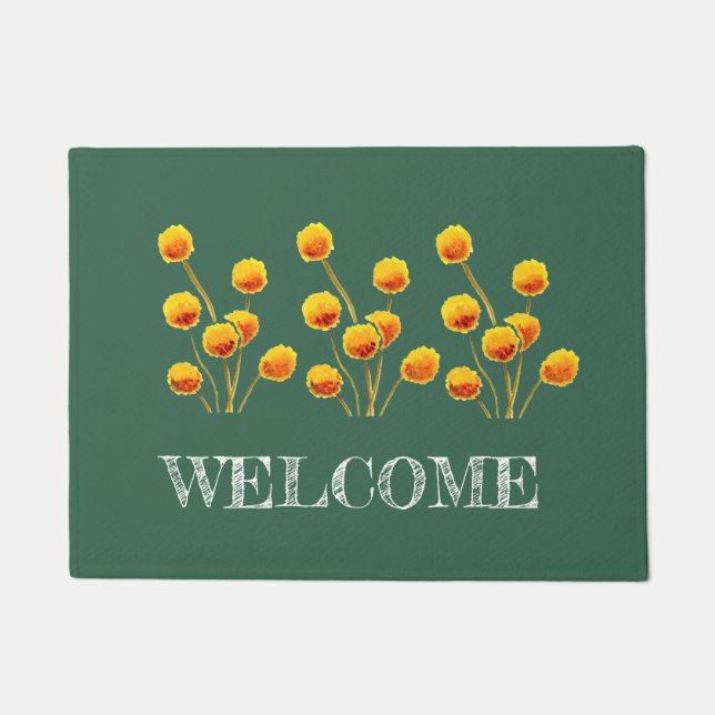 Yellow Billy Button native Australian flower Doormat (Front)