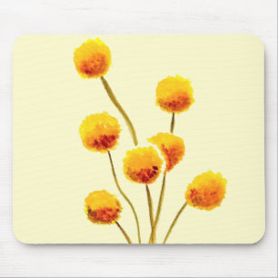 Yellow Billy Button native Australian flower Mouse Mat