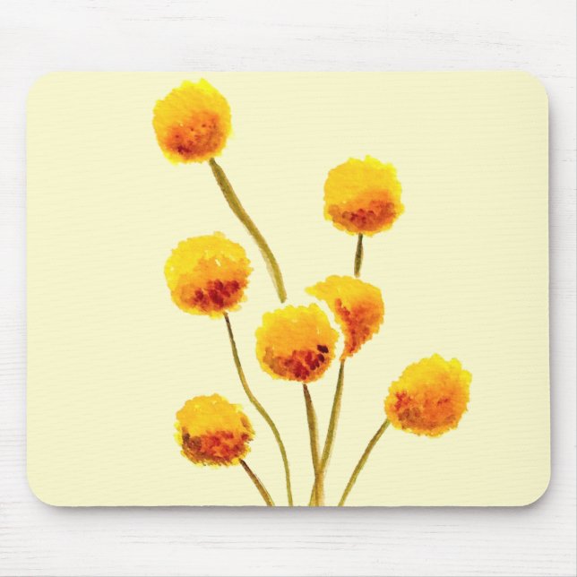 Yellow Billy Button native Australian flower Mouse Mat (Front)