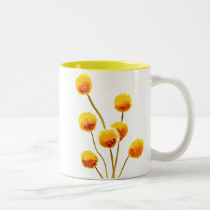 Yellow Billy Button native Australian flower Two-Tone Coffee Mug