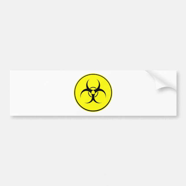 Yellow bio-hazard logo bumper sticker (Front)