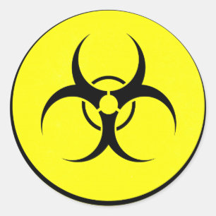 Yellow bio-hazard logo classic round sticker