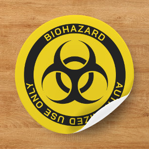Yellow Biohazard Authorised Use Only Caution Classic Round Sticker