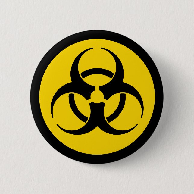 Yellow Biohazard Symbol 6 Cm Round Badge (Front)