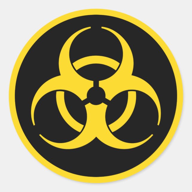 Yellow Biohazard Symbol Classic Round Sticker (Front)