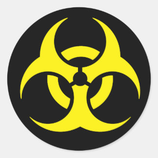 Yellow Biohazard Symbol. Classic Round Sticker