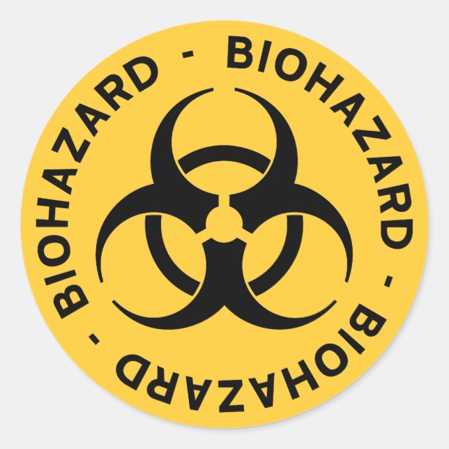 Yellow Biohazard Symbol Sticker (Front)
