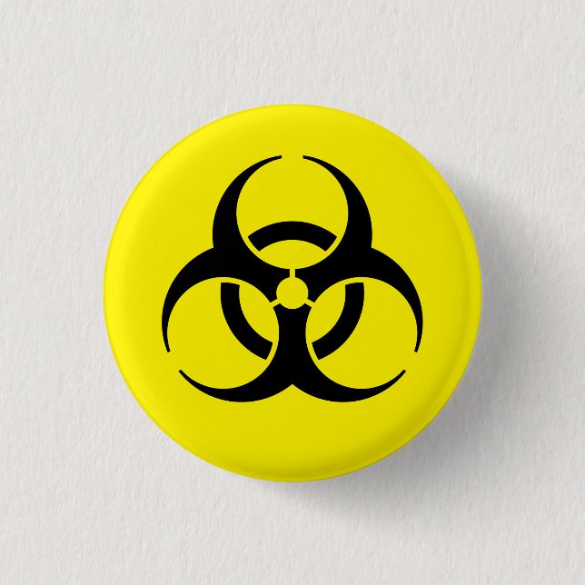 Yellow Biohazard Symbol Warning Sign 3 Cm Round Badge (Front)