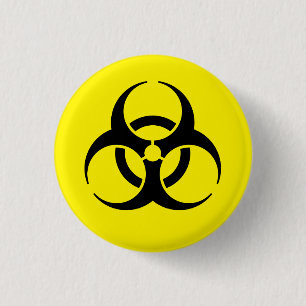 Yellow Biohazard Symbol Warning Sign 3 Cm Round Badge